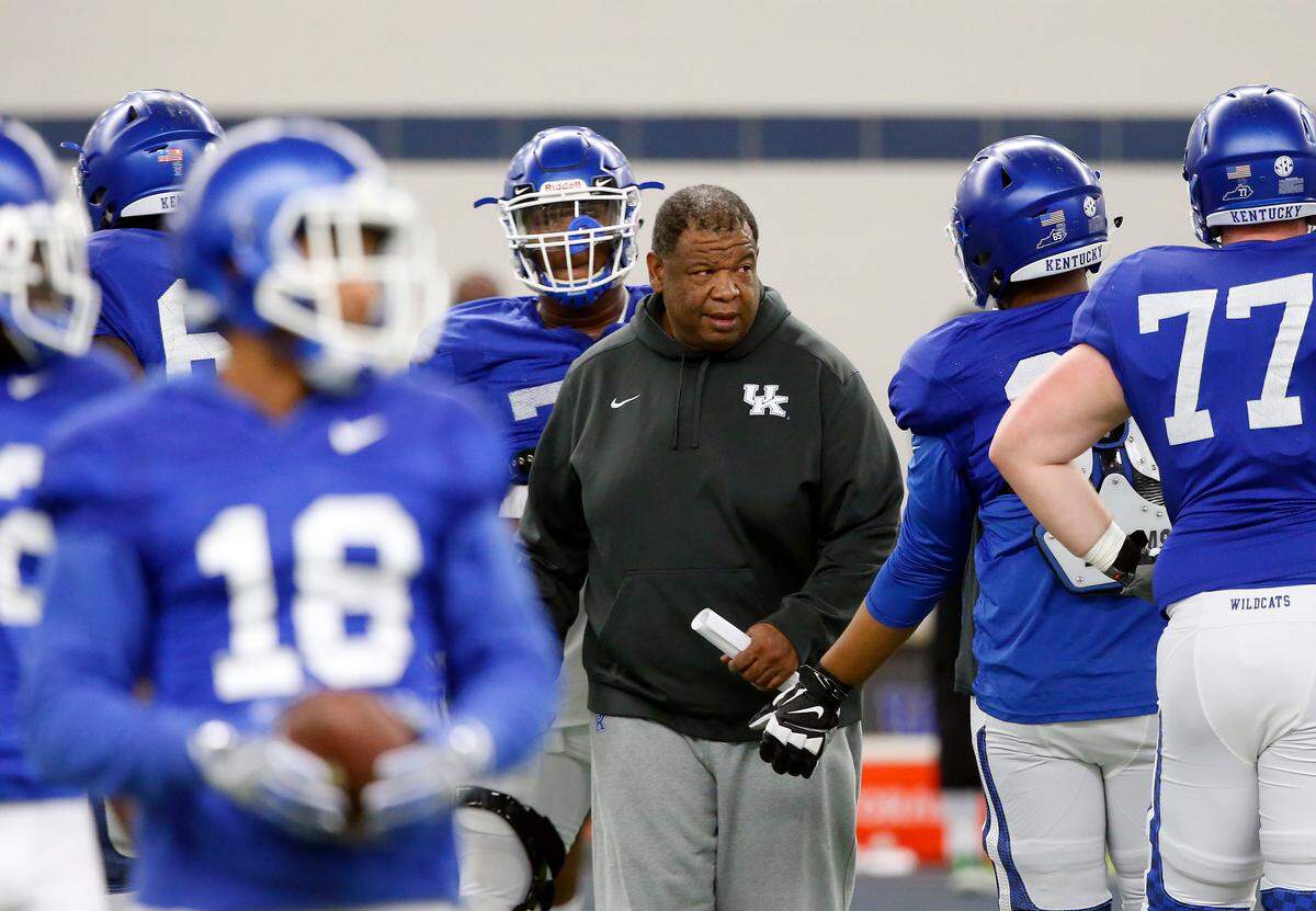 Kentucky assistant head coach Vince Marrow could be asked to assume a larger role if Mark Stoops is forced to quarantine due to contracting the coronavirus.