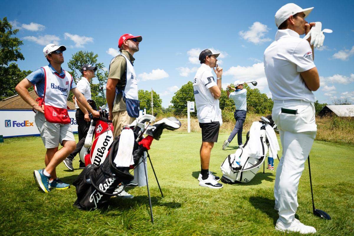 Michael Kim plays his tee shot on No. 5 during the final round of the PGA Barbasol Championship on Sunday, July 10, 2022, at Keene Trace Golf Club in Nicholasville, Kentucky.