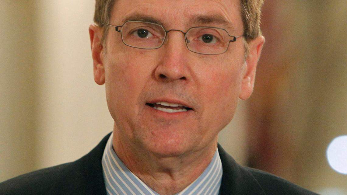 Lexington Mayor Jim Gray (shown) on Wednesday, March 9, 2011 at news conference in the his office named Keith Jackson interim fire chief of the Division of Fire and Emergency Services.  Jackson, 45, is a 20-year veteran of the division.  Photo by David Perry oe Staff