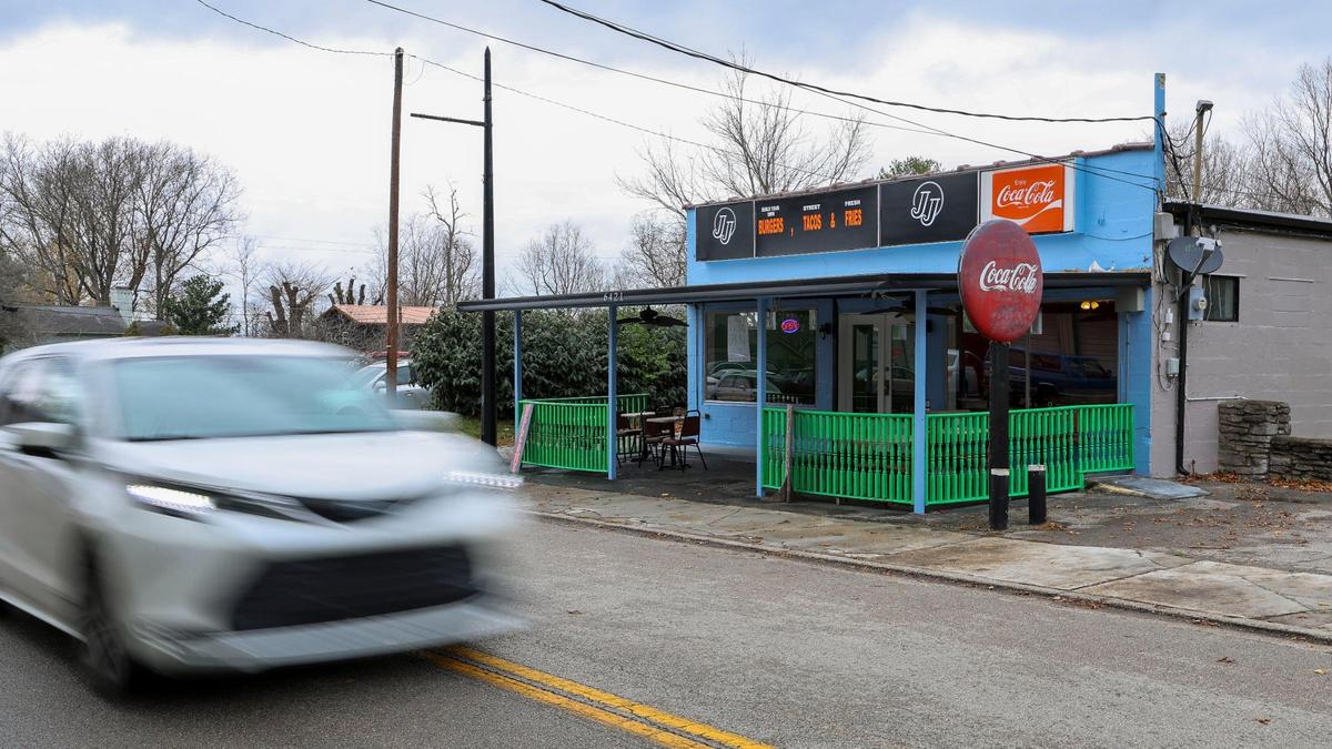 JJ burgers and fries is located at 6421 Athens Boonesboro Rd., 1.5 miles from the I-75 interchange.