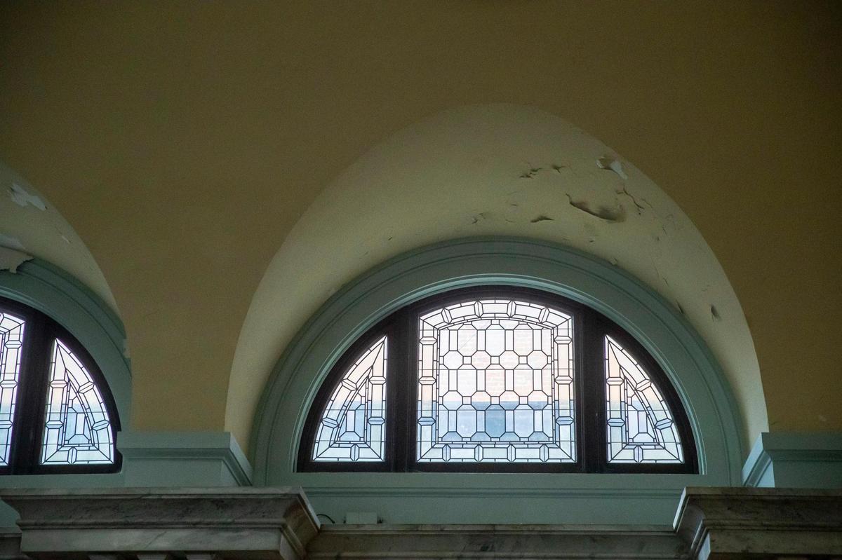 Parts of the ceiling are peeling at the Kentucky state Capitol in Frankfort, Ky. Renovations and repairs are being undertaken at the Capitol. Tuesday, Oct. 26, 2021