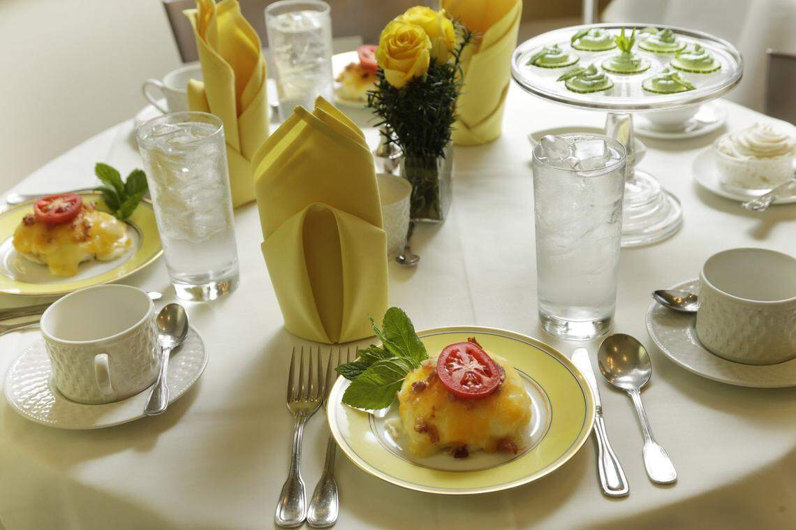 The hot brown and Benedictine spread at the Greentree Tearoom were typical of the luncheon menu at the popular Lexington dining spot.