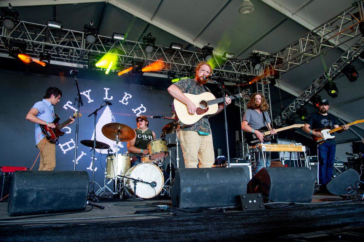 Tyler Childers and his band onstage at the Bonnaroo Music and Arts Festival, earlier in June.