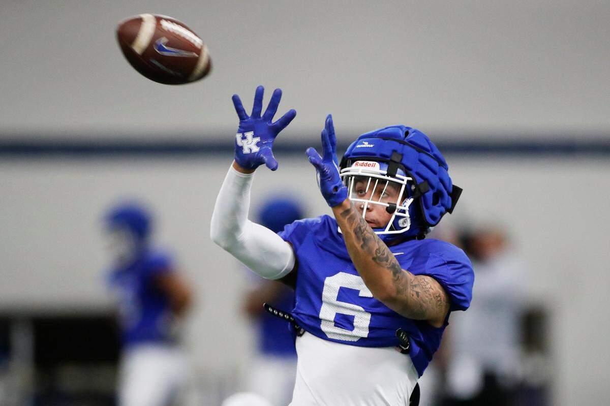 Kentucky wide receiver Dane Key (6), the former Fredrick Douglass High School star, joins Nashville product Barion Brown as one of two true freshman wide receivers who are first team on the UK depth chart entering the season opener vs. Miami (Ohio).