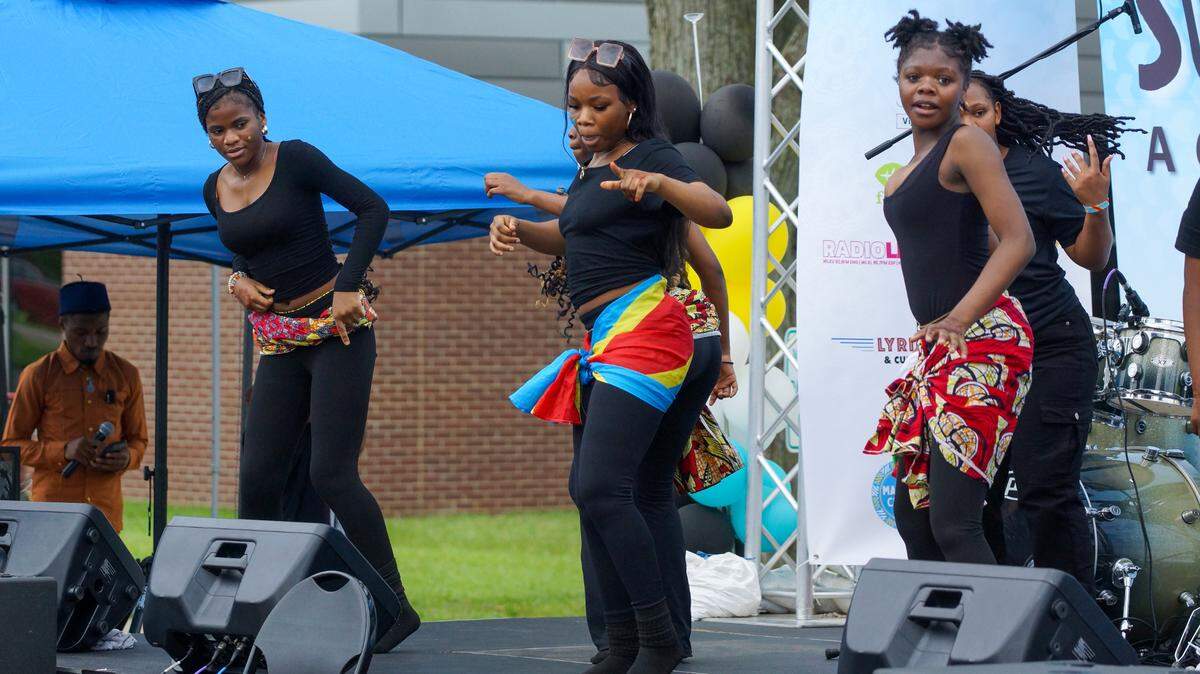 Performers dancing on stage at Swahili Day 2024 on June 1. It was the third year that the Marafiki Center put on the event.