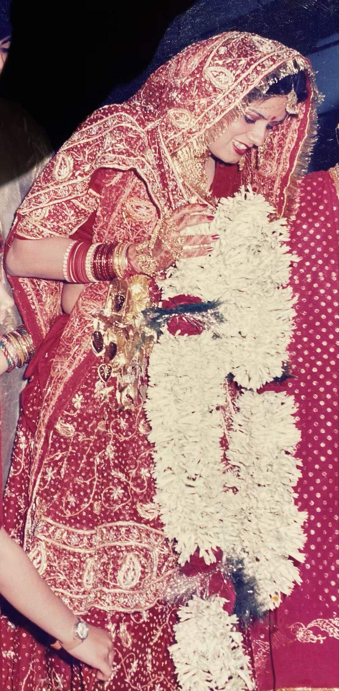 Preeti Gupta on her wedding day 35 years ago. Her wedding gown will be on display at the Lexington History Museum as part of the 250Lex celebrations.