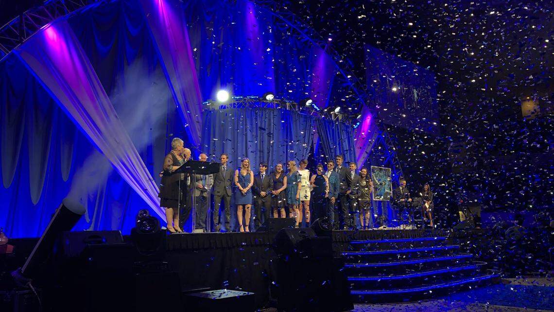 The national champion Kentucky rifle team and its coach Harry Mullins took home team and coach of the year honors, respectively at Monday night's 16th annual Catspy awards at Memorial Coliseum