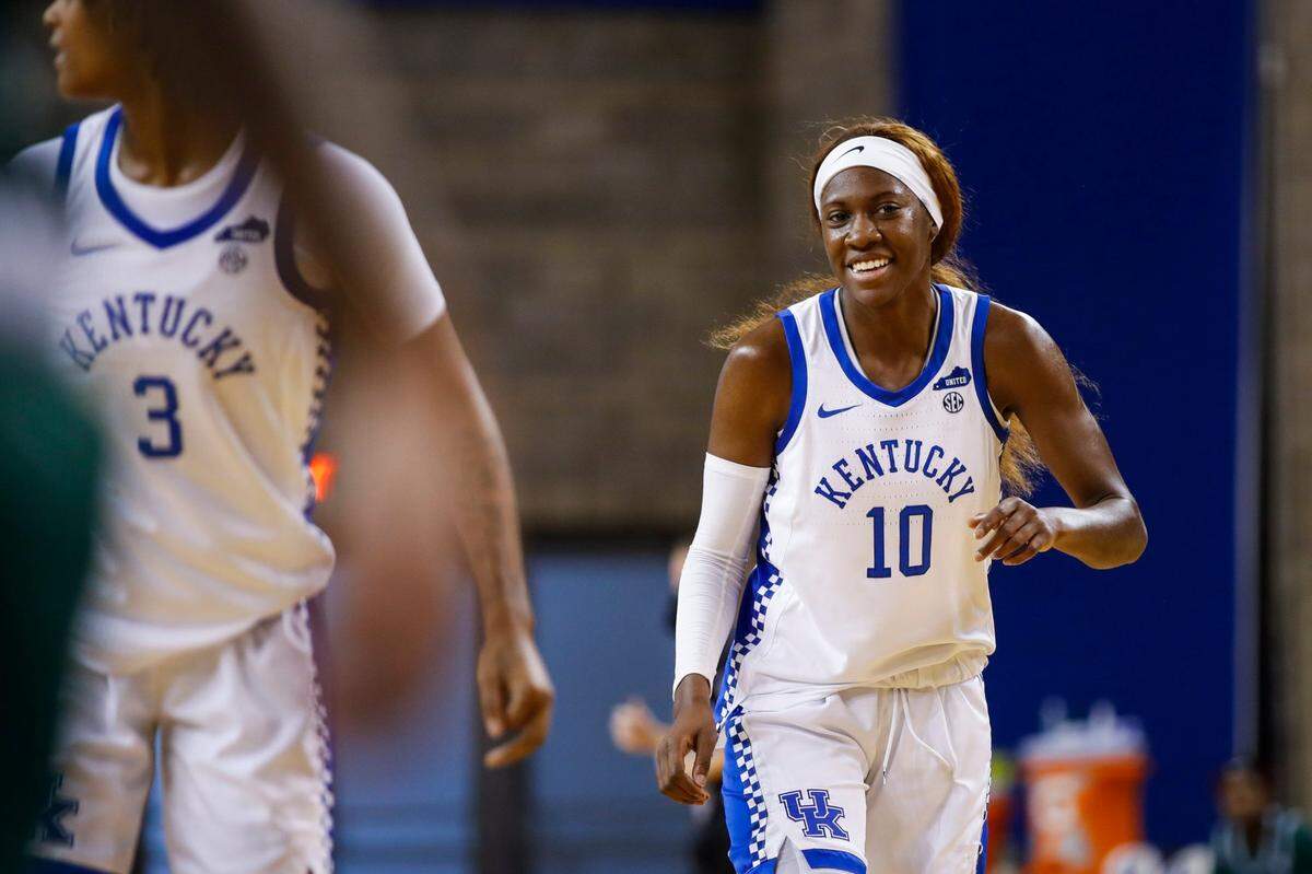 Kentucky star Rhyne Howard (10), the possible No. 1 pick in the upcoming WNBA Draft, scored 22 points against South Carolina Upstate. She also had four assists and six steals.
