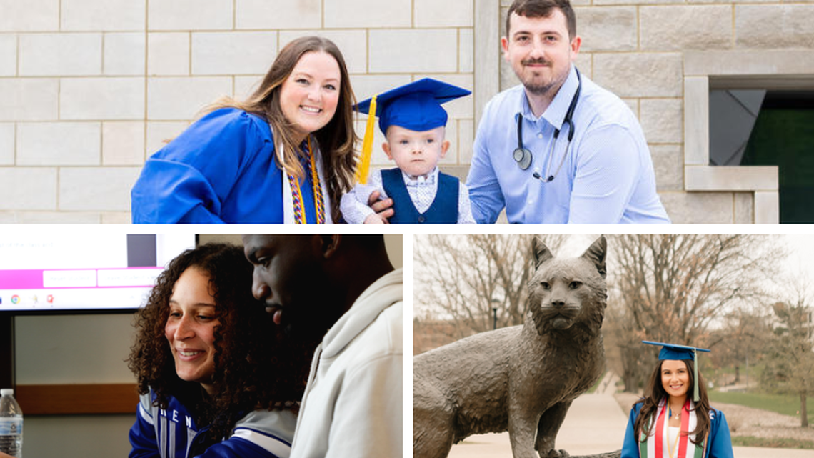 (Clockwise from top to bottom) Elizabeth Akers Buckles, Moncerrat Bravo Alvarez and Ashley Wright are spring 2023 graduates from the University of Kentucky.
