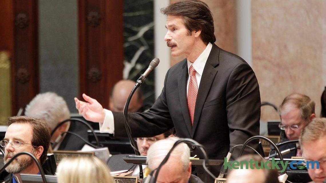 Stan Lee (R)  Lexington, unsuccessfully tried to add an amendment to the budget bill the House of Representatives at the Capitol in Frankfort, Ky., on March 13, 2014. Photo by Pablo Alcala | Staff
