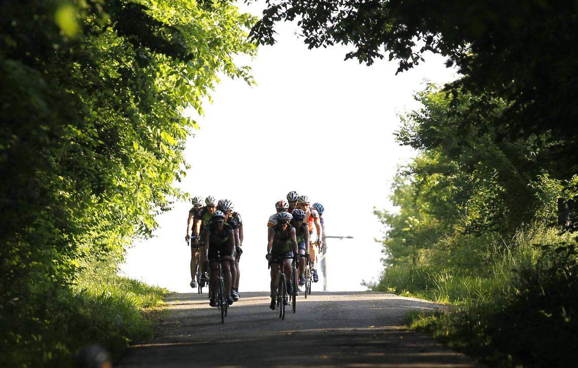 Riders run come up over Crumbaugh road as about 2000 riders cycled the roads of Central Kentucky as the Bluegrass Cycling Club held the 34th Annual Horsey Hundred photographed on Sunday May 29, 2011 in Georgetown, Ky. Photo by Mark Cornelison | Staff