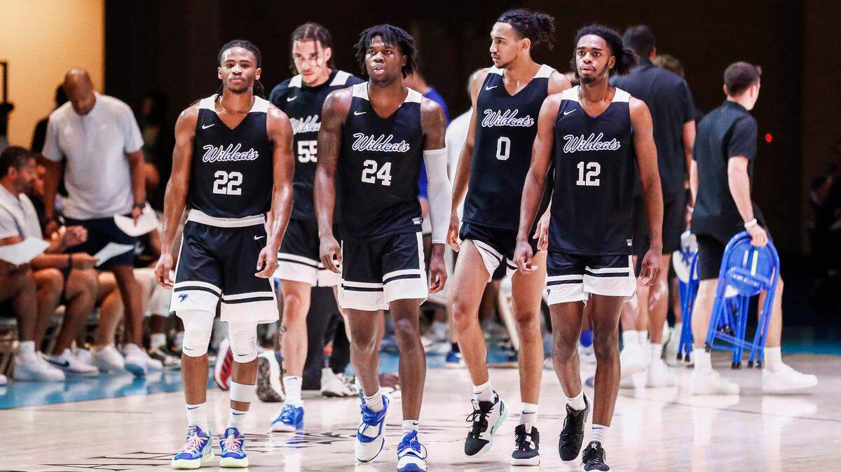 Kentucky basketball players, from left, Cason Wallace, Lance Ware, Chris Livingston, Jacob Toppin and Antonio Reeves competed on the team’s trip to the Bahamas over the summer.