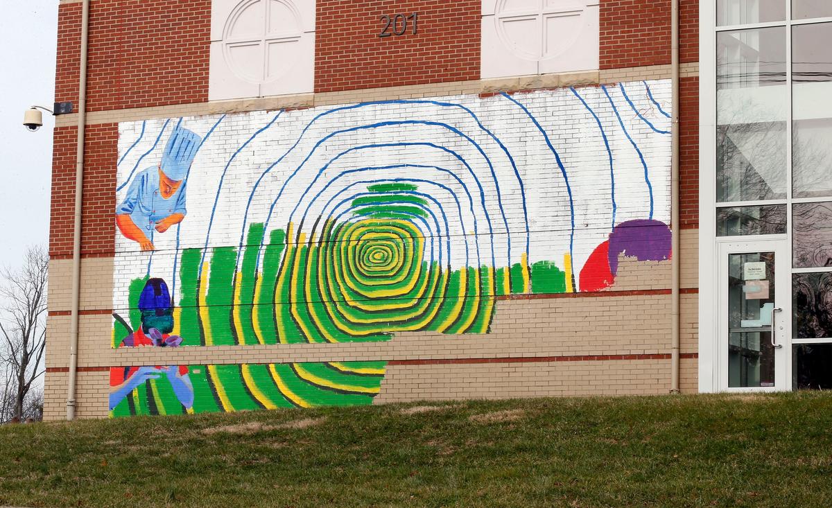 Work stopped on this mural outside of Bryan Station High School, 201 Eastin Road in Lexington because of neighbor complaints. The idea of the mural was moved inside the building.