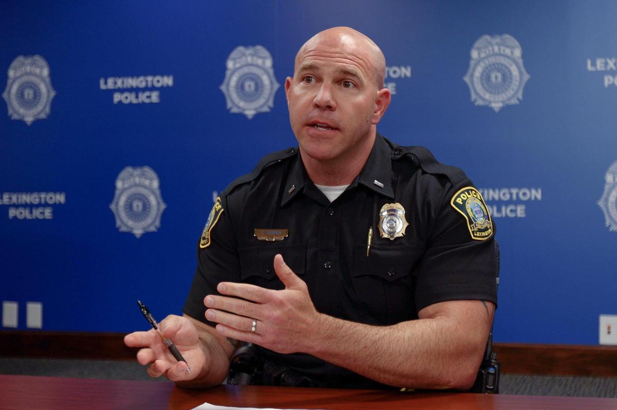 Lt. Chris Cooper of the Lexington Police Department, who oversees officer training, speaks on June 6, 2023, about response to officer shootings. 