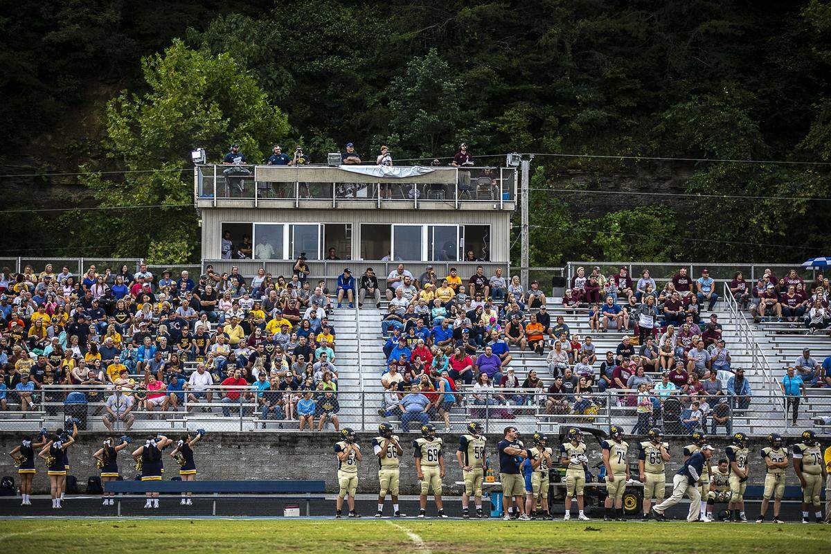 Spectators watch the Knox Central High School Panthers take on Ashland Blazer in Barbourville in the Knox Central Alumni Bowl sponsored by Legacy Ford/Chevrolet on Friday, Aug. 23. Ashland Blazer won 21-13 during the opening weekend of high school football in Kentucky.