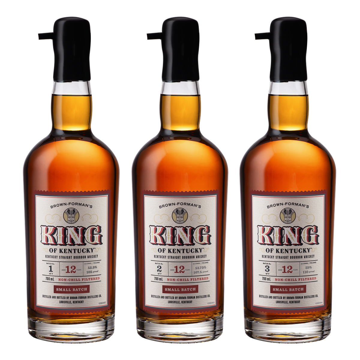 In honor of the 250th anniversary of the United States, Brown-Forman’s King of Kentucky is releasing a limited edition small batch collection of three different proofs, showing the different flavors of the premium bourbon.