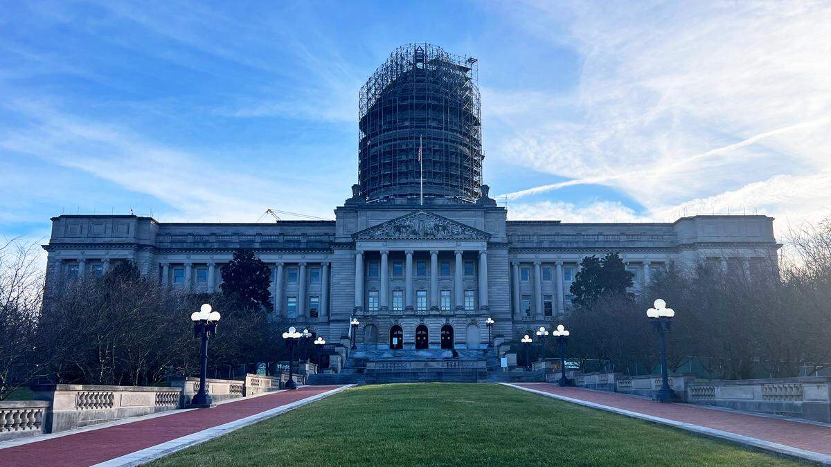 Scaffolding surrounds the Rotunda of the Kentucky Capitol building, currently undergoing renovation, on January 6, 2026, in Frankfort, Ky.