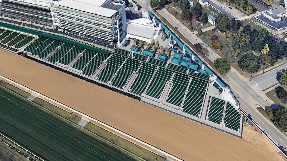 New seating was added to the Churchill Downs Grandstand Club area overlooking the starting gate area, but lower-tier tickets are not selling as well this year due to consumer uncertainty, according to the company.