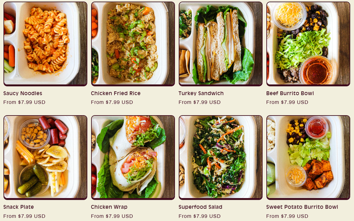The menu available from Packed has a variety of options, including several meat-free ones.