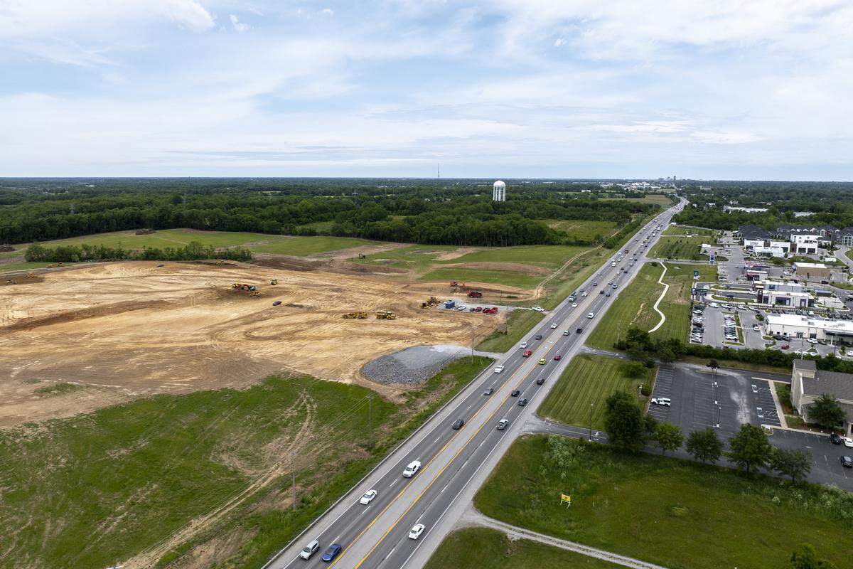 Work is underway for the site of a new Kroger grocery store at the planned Rose Garland Place at 3255 Lexington Rd. in Nicholasville, Ky., on Friday, May 15, 2026.