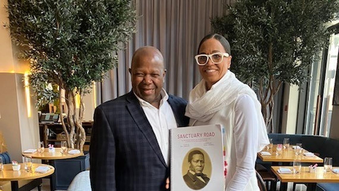 Everett McCorvey, director of UK Opera with UK basketball star Valerie Still. McCorvey is directing “Sanctuary Road,” an opera based on the Underground Railroad documents of Still’s ancestors.