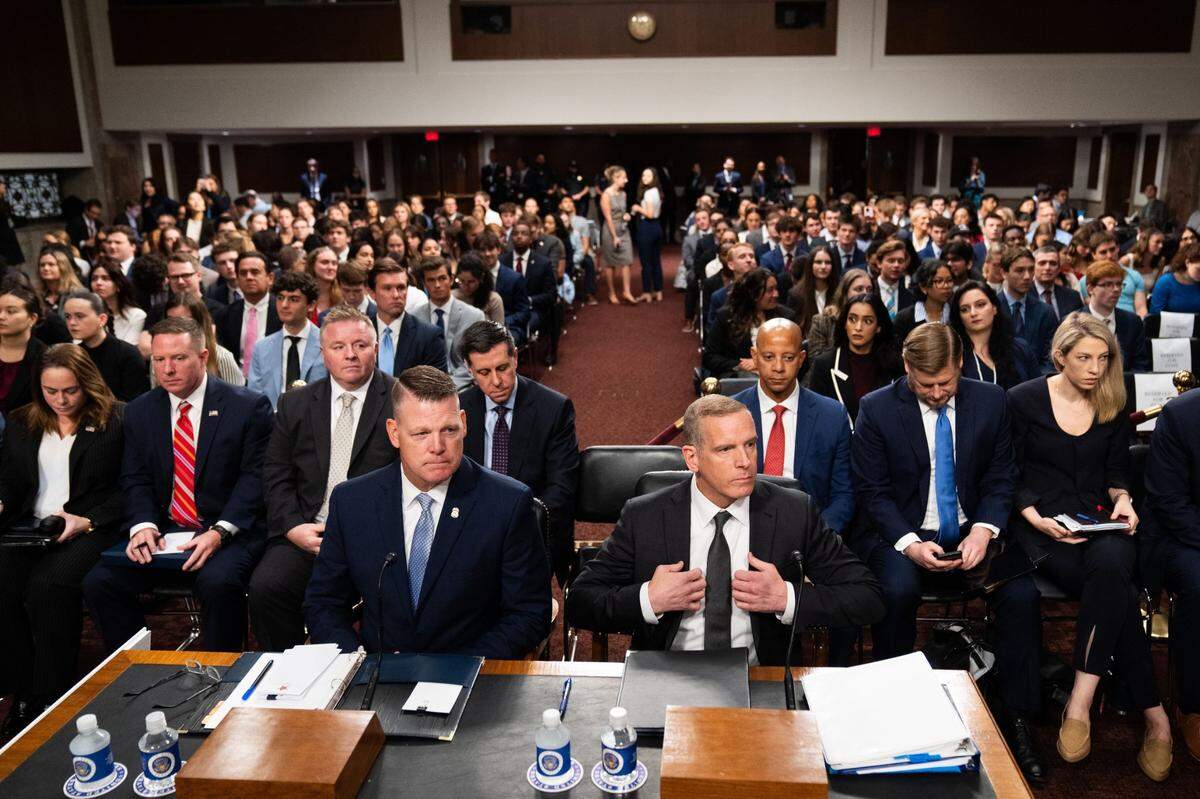 Ronald L. Rowe, Jr, Acting Director of the U.S. Secret Service and Paul Abbate, Deputy Director of the Federal Bureau of Investigation, testify on the attempted assassination of former President Donald Trump during a joint hearing with the Senate Homeland Security Committee and the Senate Judiciary Committee on July 30, 2024 in Washington.