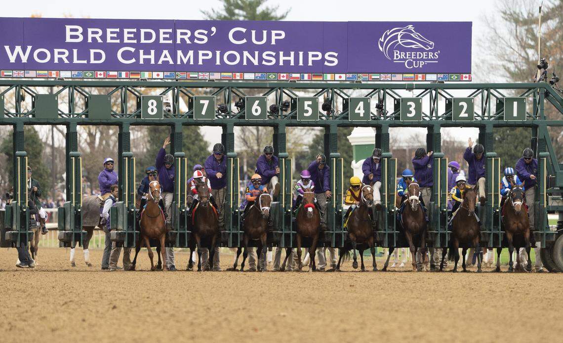 The Longines Breeders’ Cup Distaff begins as part of the Breeders’ Cup World Championships on Nov. 5, 2022, at Keeneland Race Course in Lexington, Kentucky. The Breeders’ Cup is coming back to Keeneland this October.