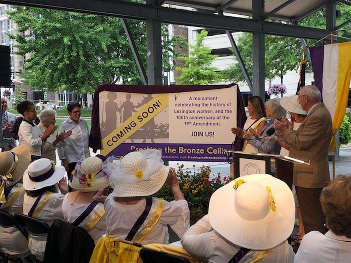 Mayor Linda Gorton and Lexington-Fayette Urban County Councilwoman Jennifer Mossotti announced the location of a monument or sculpture to honor a woman or the contribution of women on Monday, Aug. 26, 2019. The sculpture, which will be completed by 2020, will be at the corner of Vine and Mill streets in front of the Lexington Financial Center.
