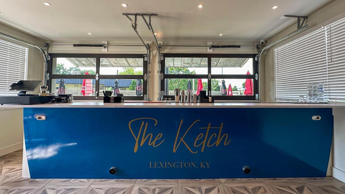 A second bar, with access to the outside patio was added during the renovation of The Ketch, shown Wednesday, June 25, 2025, at 2012 Regency Road in Lexington, Ky. The new bar was made to look like the back of a boat.