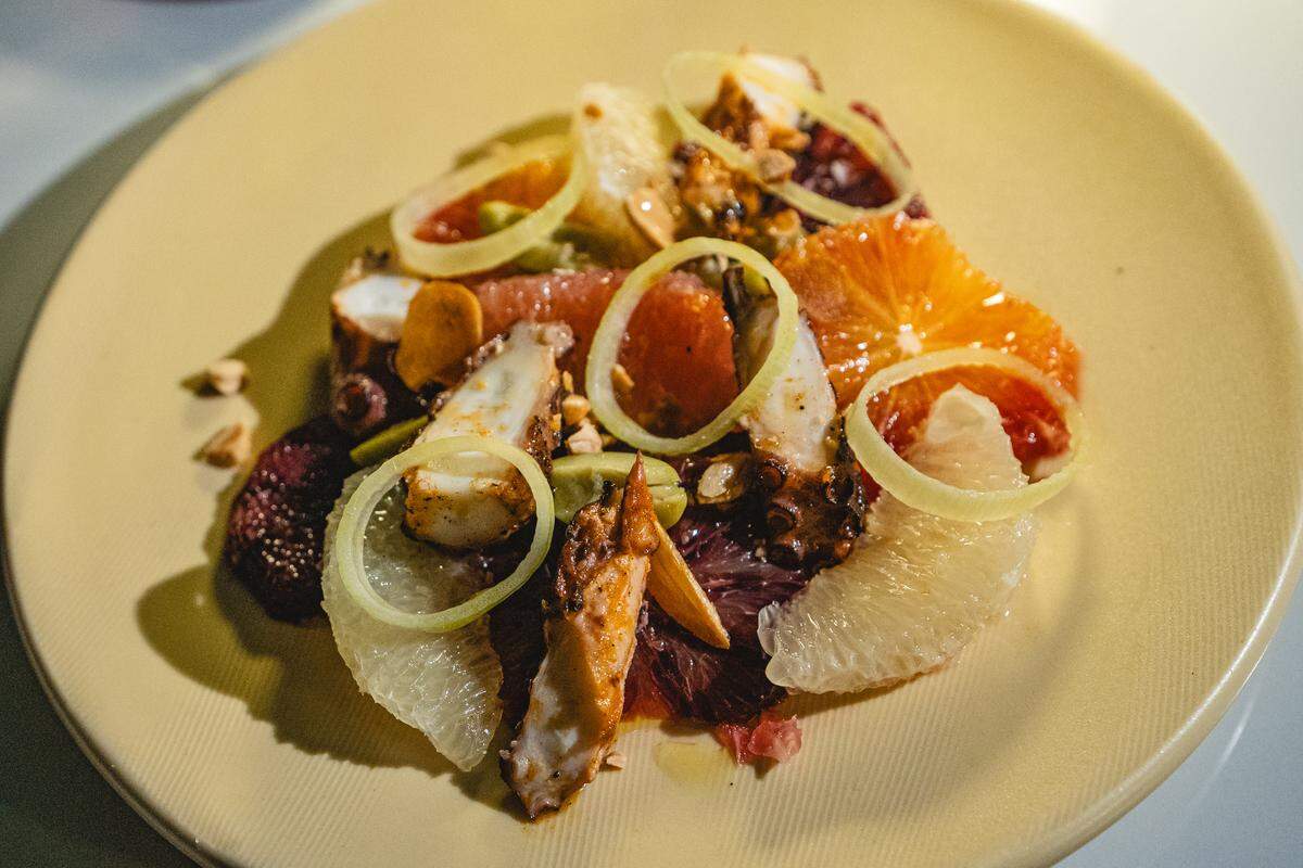 A citrus salad is on the menu for December in the new private dining Airstream atop The Manchester Hotel in Lexington.