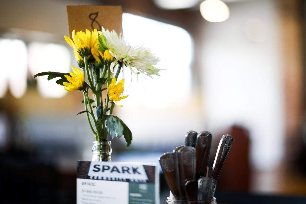 Spark Community Cafe in Versailles, Ky., Sunday, June 23, 2019. Spark Community Cafe operates on a pay what you can scale and offers people an opportunity to volunteer time in exchange for their meal.