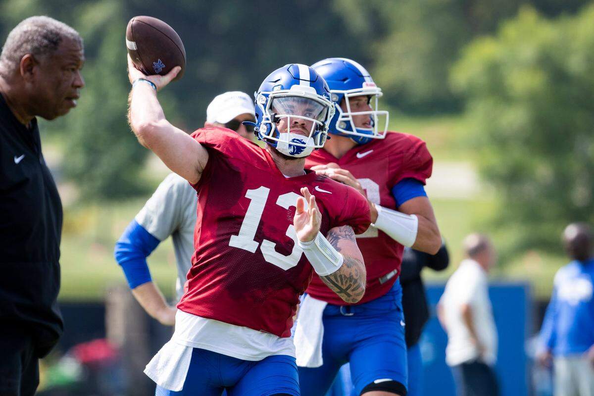Devin Leary transferred to Kentucky in January 2023 after four seasons at N.C. State. Overall, he went 17-9 as a starter and left the Wolfpack ranked sixth in school history in career passing yards (6,807) and fourth in career completion percentage (.602).