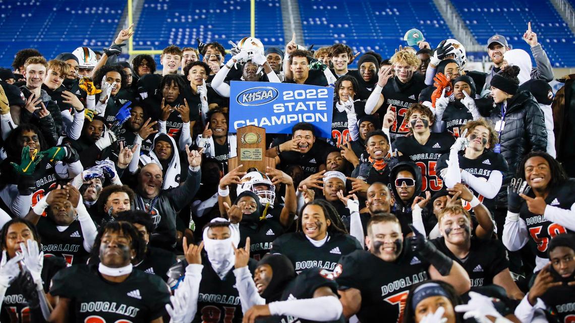 ‘We finally got it done.’ Douglass finishes strong to win its first football state title.