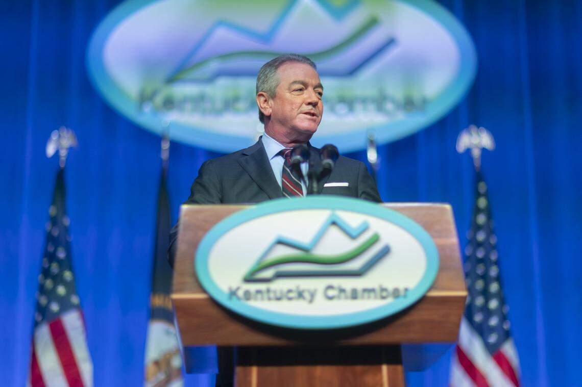 Kentucky House Speaker David Osborne, R-Prospect, speaks during the 31st Annual Kentucky Chamber Day Dinner at the Central Bank Center in Lexington, Ky., on Thursday, Jan. 8. 2026.