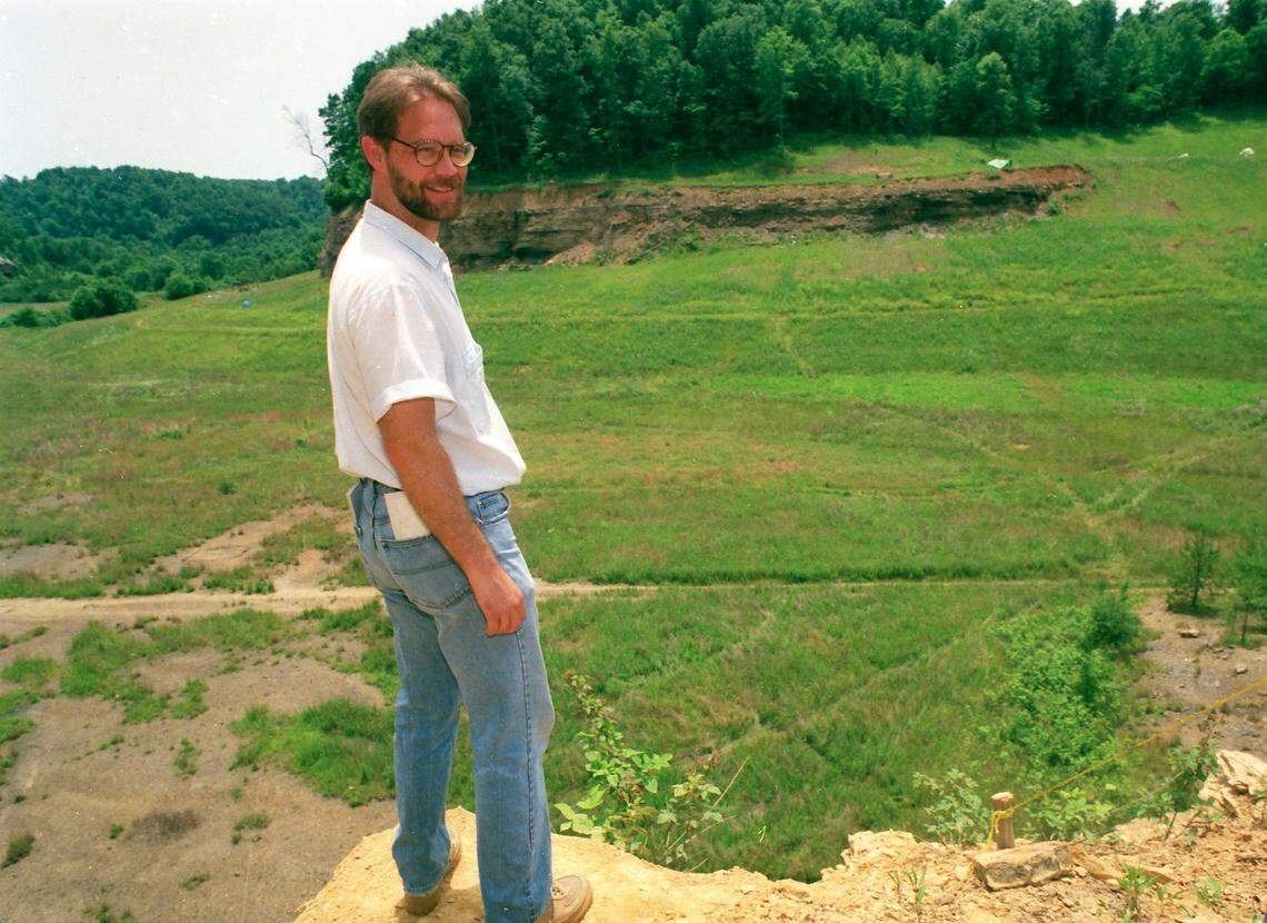 Herald-Leader reporter Bill Estep is shown at a former surface mine in eastern Pulaski County where a group called the Rainbow Family of Living Light met in June 1993.