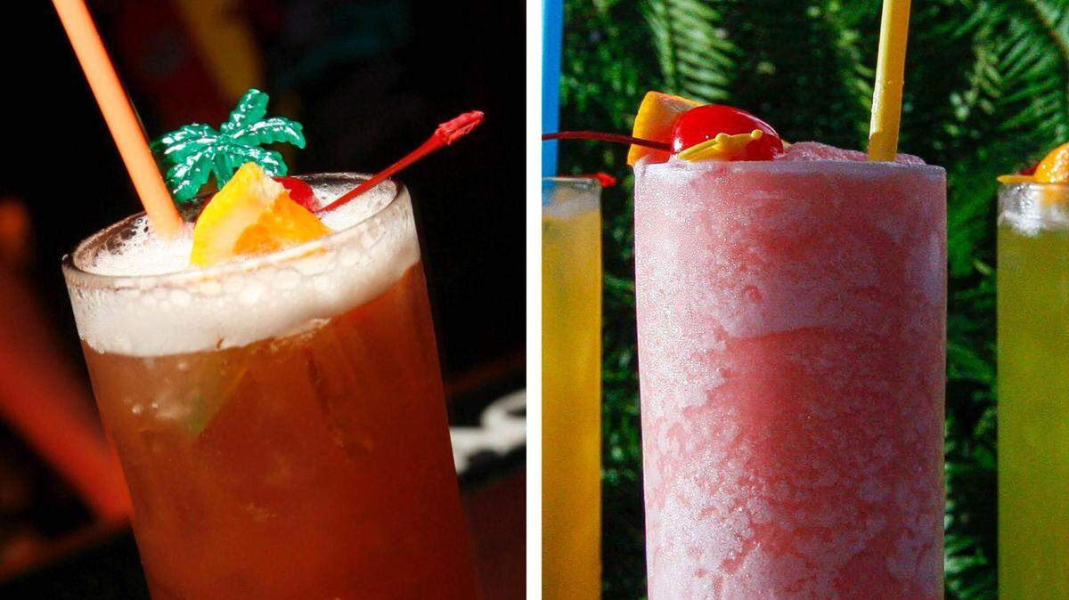 Atomic Cafe’s Rum Runner, left, and Champagne Caribe.