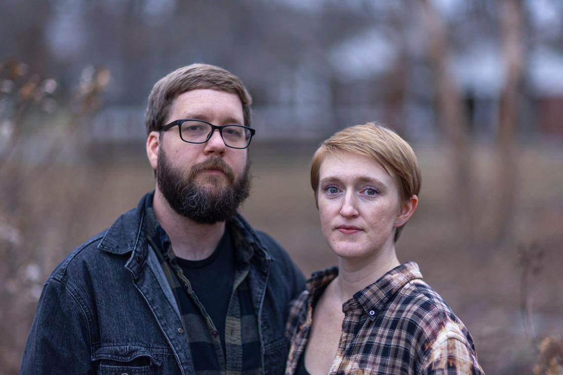 Stephen Montgomery and Genevieve Postlethwaite are photographed in Murray, Ky., on Wednesday, Dec. 25, 2025. in July, Postlethwaite had a severe complication in her pregnancy that made it nonviable. But because of Kentucky’s abortion laws, they had to hastily go to Illinois to get an abortion
