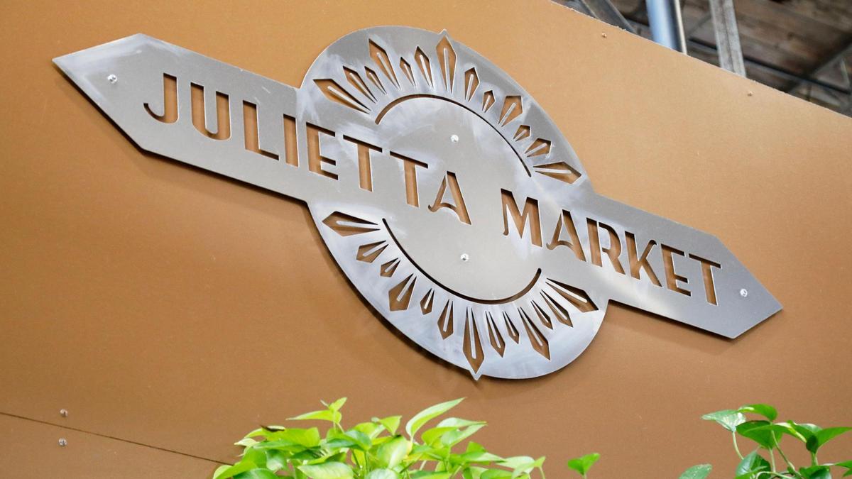 A Julietta Market sign overlooked the vendors inside Greyline Station. The market left at the end of October.