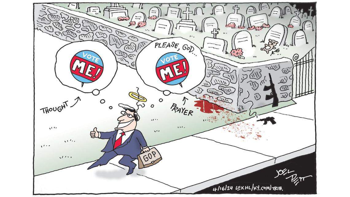 Joel Pett: The GOP’s real ‘thoughts and prayers’ on gun violence