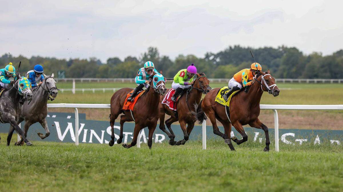 Somelikeithotbrown wins the 2022 Mint Millions at Kentucky Downs. The race’s purse will increase this year from $1 million to $2 million, making it one of the richest turf races in the country.
