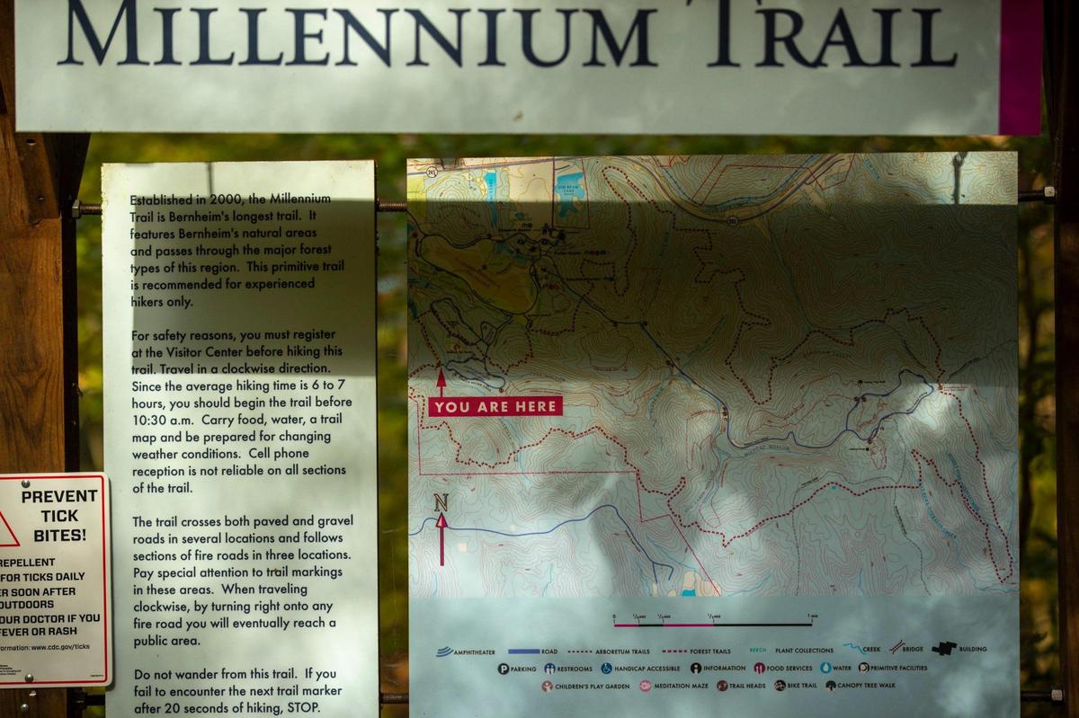 At nearly 14 miles, the Millennium Trail is the longest at the Bernheim Arboretum and Research Forest in Clermont, Ky., on Wednesday, Oct. 27, 2021. Other trails at Bernheim range from less than a mile to 5 miles.