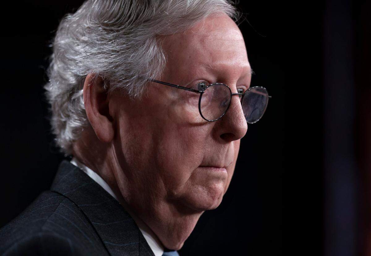 Senate Minority Leader Mitch McConnell, R-Ky., holds an end-of-the-year news conference, at the Capitol in Washington, Thursday, Dec. 16, 2021. (AP Photo/J. Scott Applewhite)