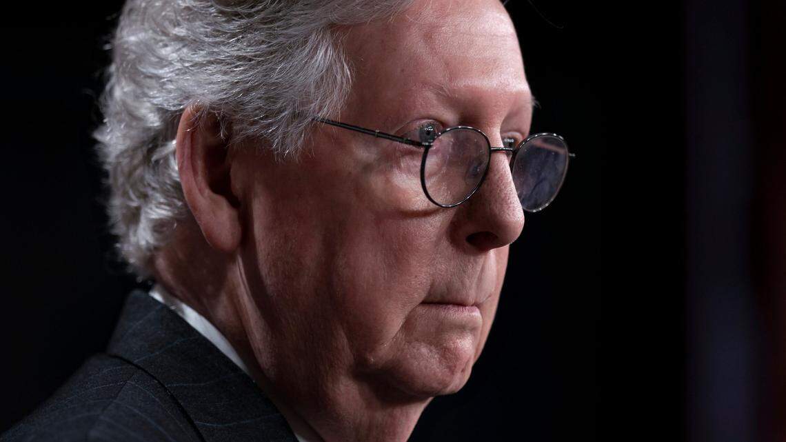 Senate Minority Leader Mitch McConnell, R-Ky., holds an end-of-the-year news conference, at the Capitol in Washington, Thursday, Dec. 16, 2021. (AP Photo/J. Scott Applewhite)