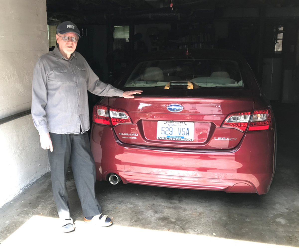 Ron Smith at home in Richmond with his 2016 Subaru Legacy. The state of Kentucky threatened to take away Smith’s driver’s license, although he has a clean driving record and the all-clear from his doctor.