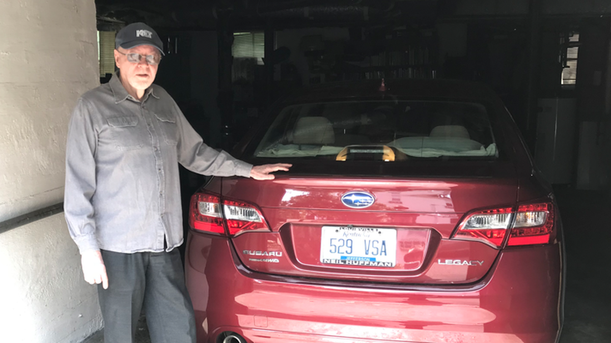 Ron Smith at home in Richmond with his 2016 Subaru Legacy. The state of Kentucky threatened to take away Smith’s driver’s license, although he has a clean driving record and the all-clear from his doctor.