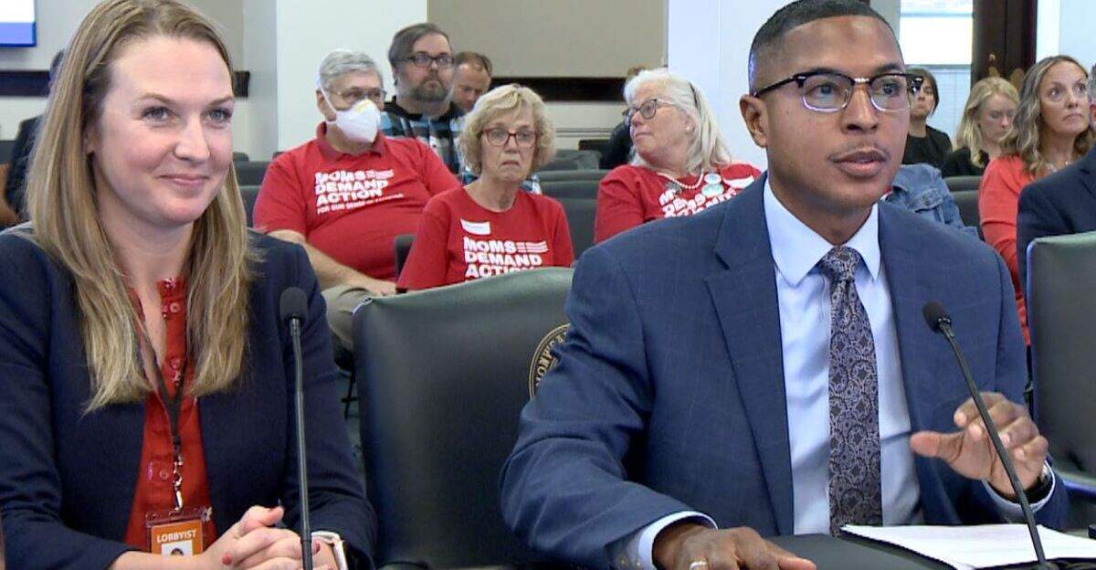 Abby Piper, left, is a private lobbyist and marketing consultant for the Fayette County Public Schools, working for Superintendent Demetrus Liggins. The pair testified in August 2024 to a state legislative committee in Frankfort.