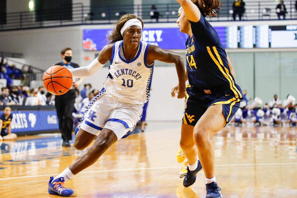 Kentucky women’s basketball star Rhyne Howard (10) won SEC Player of the Year honors and was named a First-Team AP All-American in 2020-21, the second straight season she earned each designation.