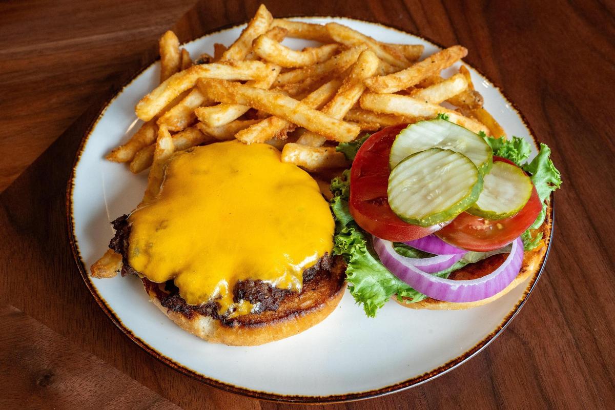 Everything on the Berea College Farm Burger ($19) at Crafted at Boone Tavern, the restaurant at the Historic Boone Tavern Hotel in Berea, Ky. Is made with ingredients made by Berea College except the cheese.