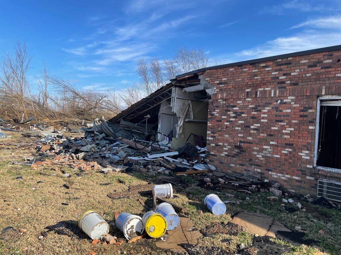 Portions of Mayfield Health and Rehabilitation were destroyed after a tornado struck on Dec. 9, 2021. All 74 residents in the nursing home survived.