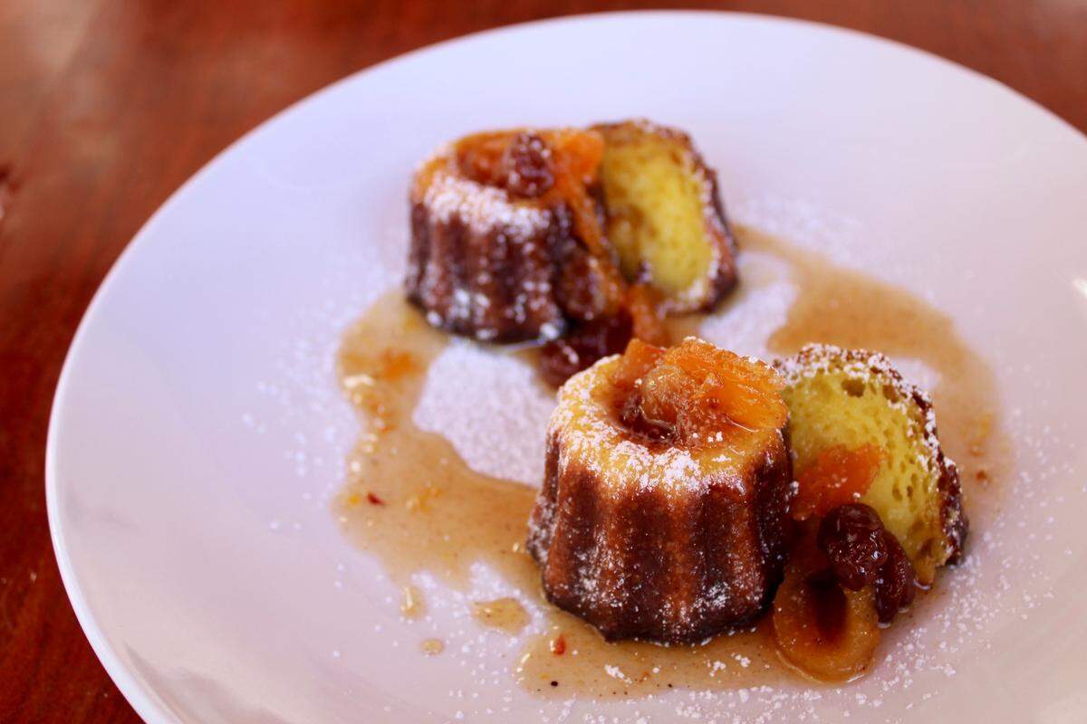 Some classic French canelés were on the menu for dessert at Holly Hill Inn in January.